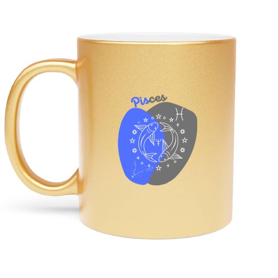 Underwater Dreams: A Minimalist Pisces Design Metallic Mugs