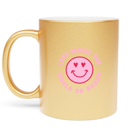 Love Makes The World Go Round - Pink Metallic Mugs