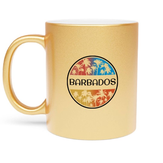 Barbados Palm Tree Stylish Vacation Souvenir Metallic Mugs