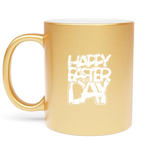 Happy Easter Day White Metallic Mugs