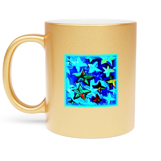 Blue Starry Night Sky Painting. Buy Now Metallic Mugs