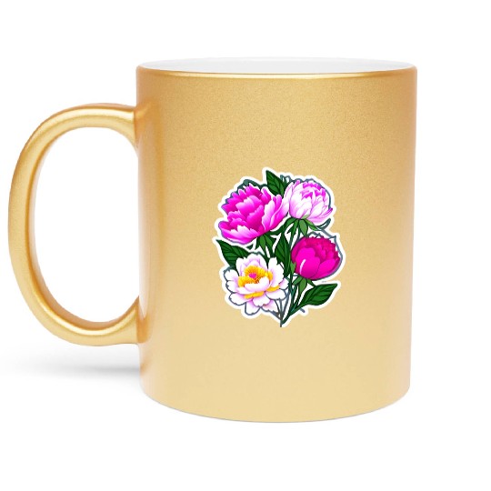Peony Flower Art Metallic Mugs