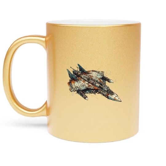Sci fi FIghter jet Metallic Mugs