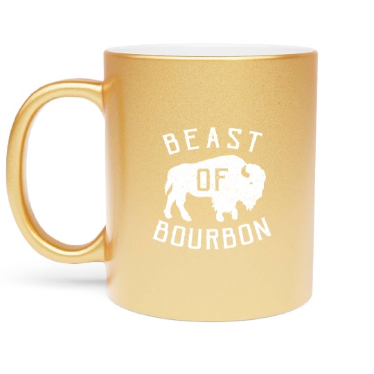 Beast of Bourbon Drinking Whiskey design Bison Buf Metallic Mugs