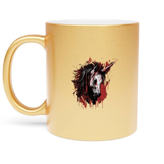 scary unicorn Metallic Mugs