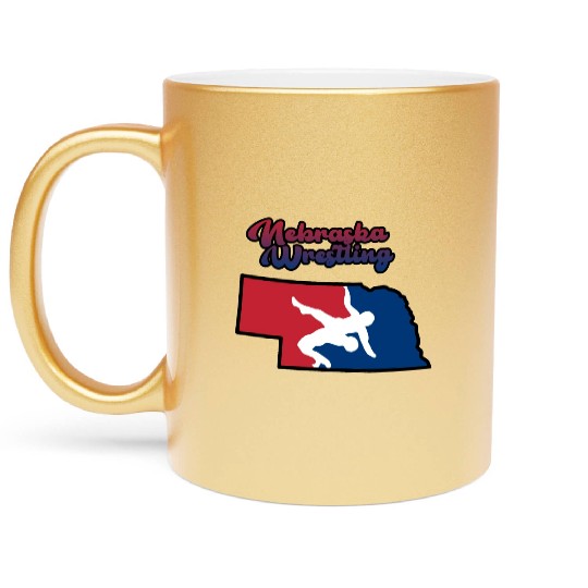 Nebraska Wrestling (USA Colors) Metallic Mugs