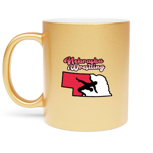Nebraska Wrestling (State Colors) Metallic Mugs