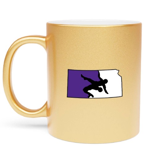 Kansas Wrestling (State Colors) Metallic Mugs