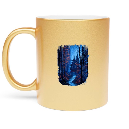 Japanese Temple in a Bamboo Forest Metallic Mugs