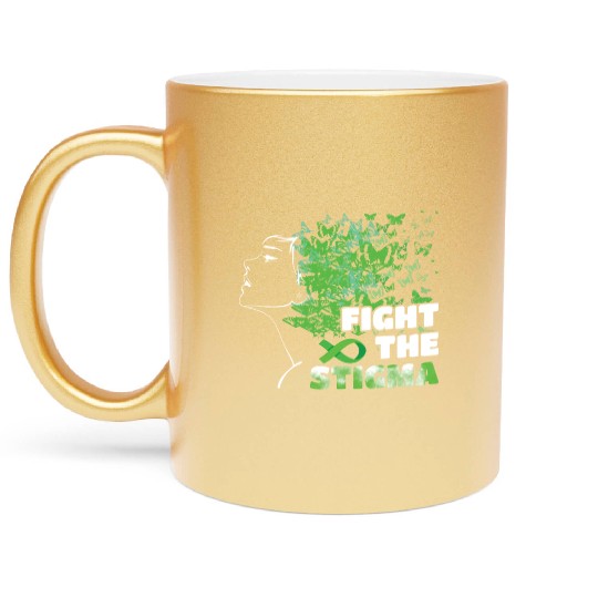 Butterfly Fight The Stigma Mental Health Awareness Metallic Mugs