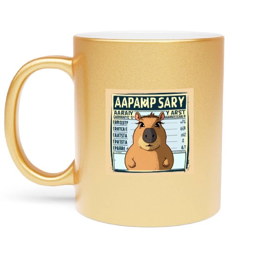 Wanted for 93 Felonies Na Capybara Mugshot Outlaw Metallic Mugs