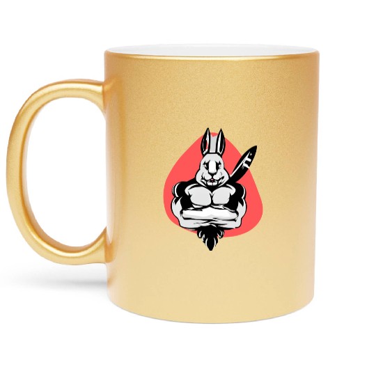Funny gym design Rabbit. Metallic Mugs