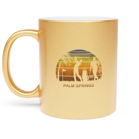 Retro Palm Springs Golf Golfing Fan Golfer Gift Metallic Mugs
