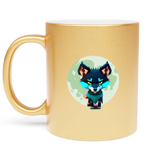 Cute Wolf Moon Graphic Metallic Mugs
