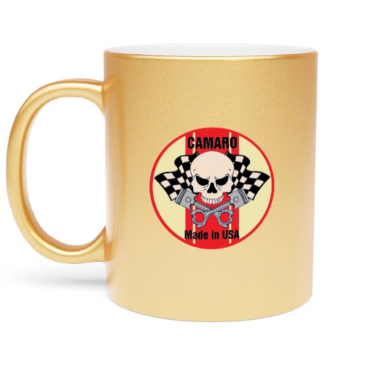 Camaro Made in USA skull & pistons Metallic Mugs