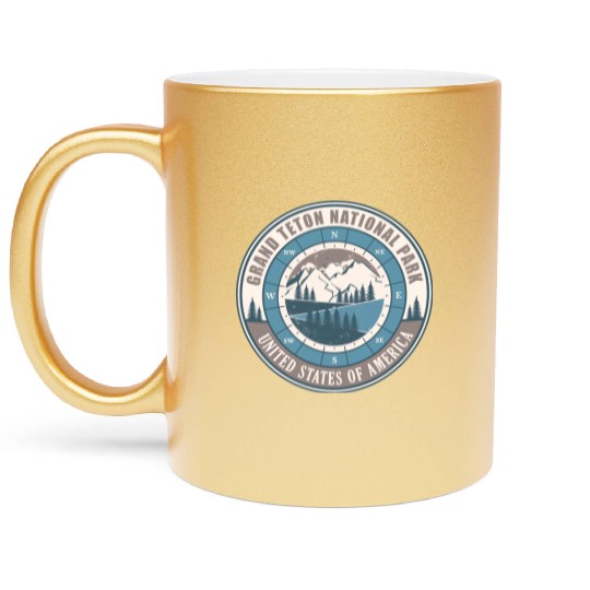 Grand Teton National Park US Vintage Hiking Metallic Mugs