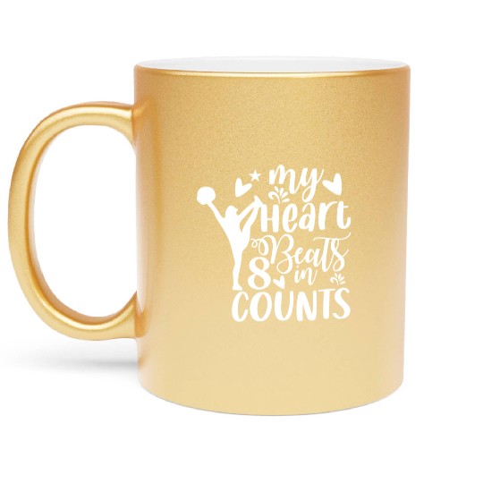 My Heart Beats in 8 Counts Cheerleading Metallic Mugs