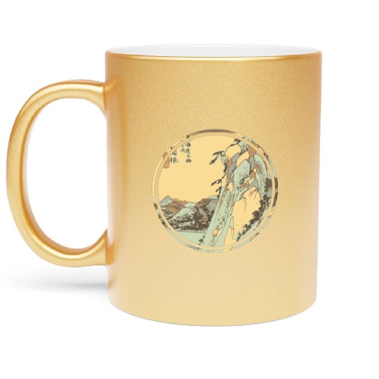 Japanese mountain painting Metallic Mugs