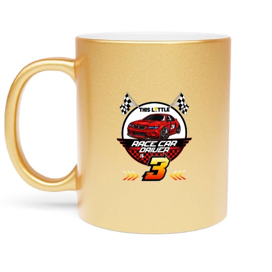 3 Year Old Race Car Birthday Metallic Mugs 3rd Racing Party