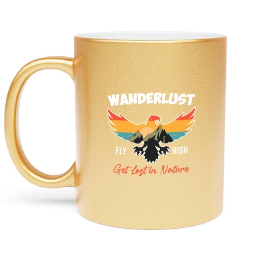Wanderlust Mountaineer Hiking Mountain love Metallic Mugs