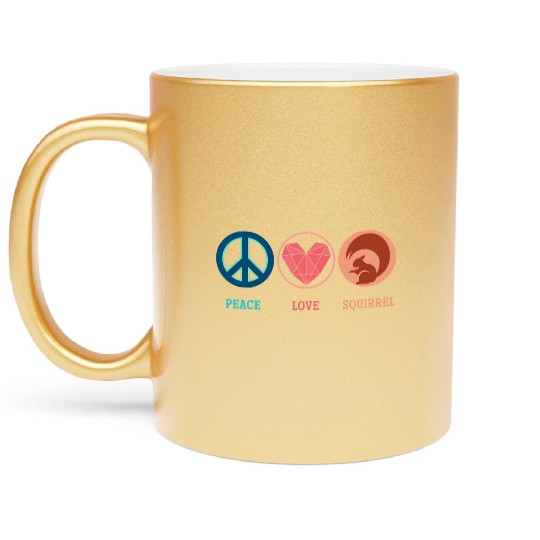 Hippie Animal Lover Gift Peace Sign Squirrel Metallic Mugs