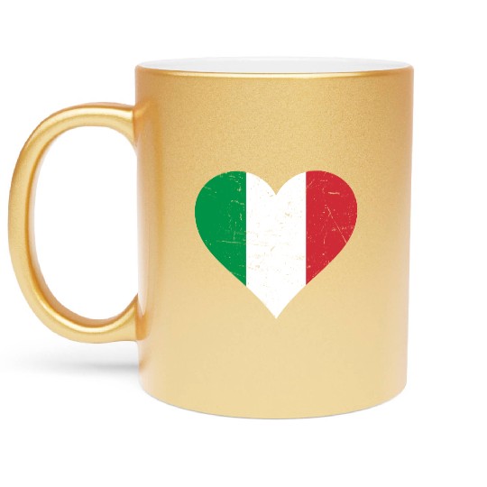 Italy Heart Vintage Flag Italy Love Metallic Mugs