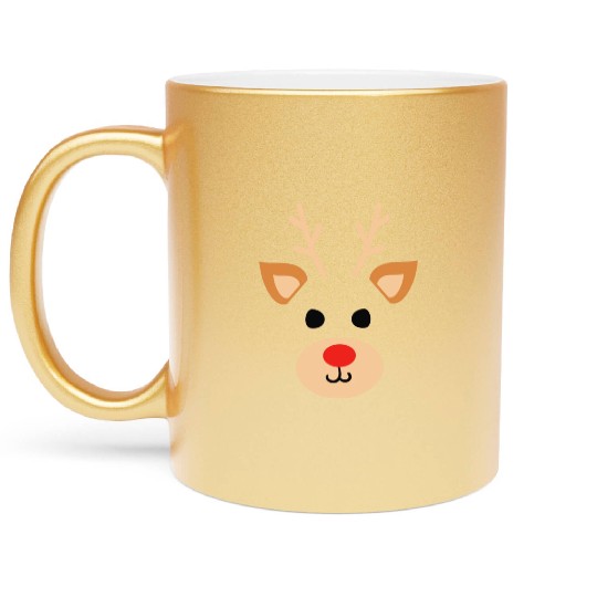 Rudolph Red Nosed Reindeer Antlers Deer Christmas Metallic Mugs