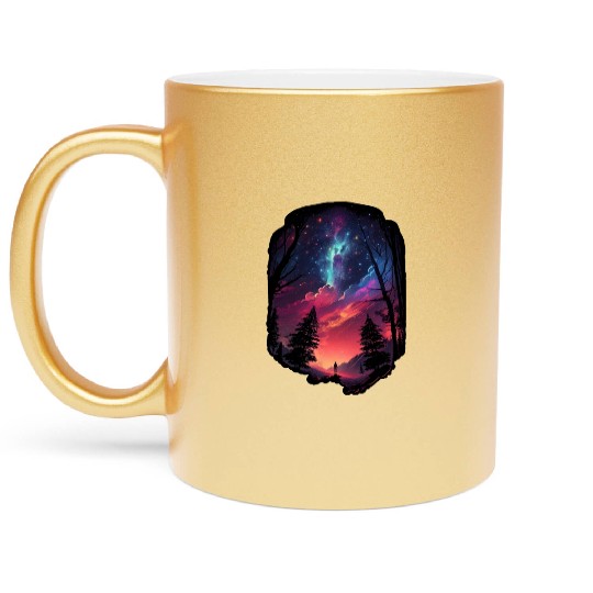 Sky at night Surreal stars galaxy nature clouds Metallic Mugs