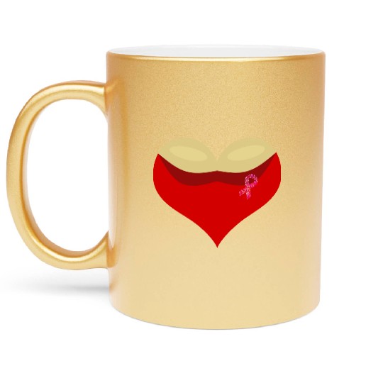 Cancer awareness Boobies love heart Metallic Mugs