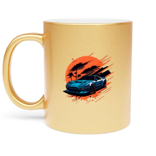 Sports car illustration Metallic Mugs