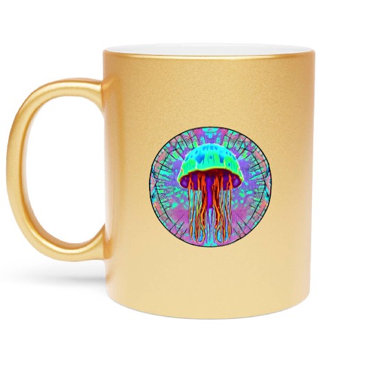 Glowing Jellyfish Metallic Mugs