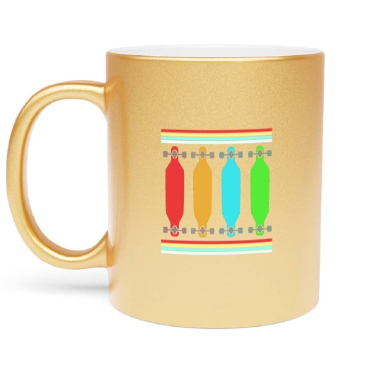 Retro Skateboard Skater Longboard Metallic Mugs
