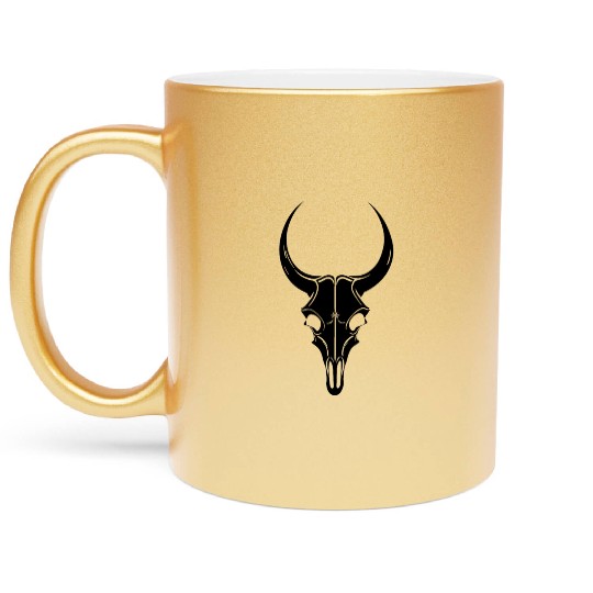 Cattle Skull Cow Skull Rodeo Western Skeleton Metallic Mugs
