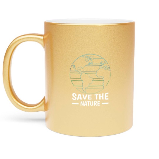 Minimalist Save Nature Oceans Day Earth Day Metallic Mugs