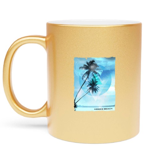 Artistic Venice Beach California Palm Tree Metallic Mugs