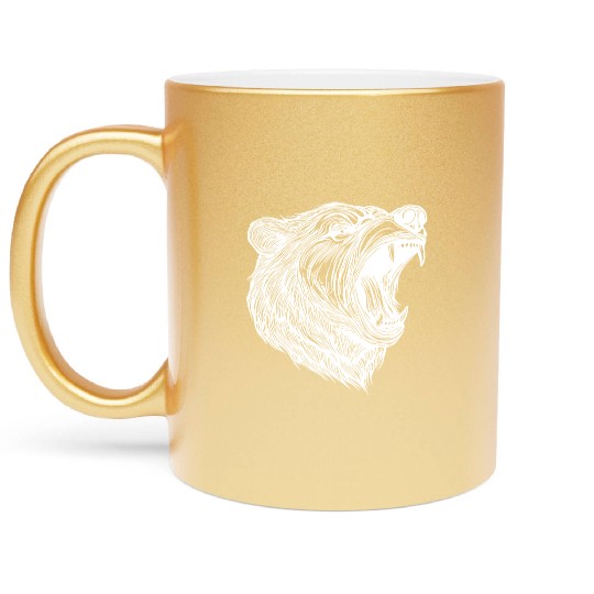 Wild Bear's Head With Sharp Teeth Metallic Mugs
