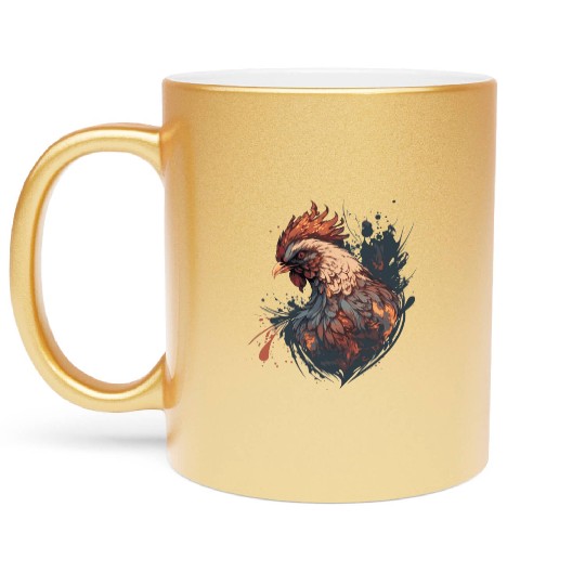 Abstract Graffiti Chicken Farm Animal Pet Chickens Metallic Mugs