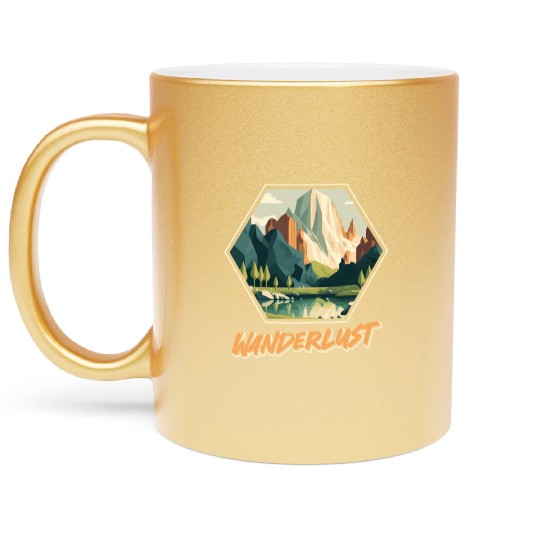 Wanderlust mountaineer hiking mountain love Metallic Mugs