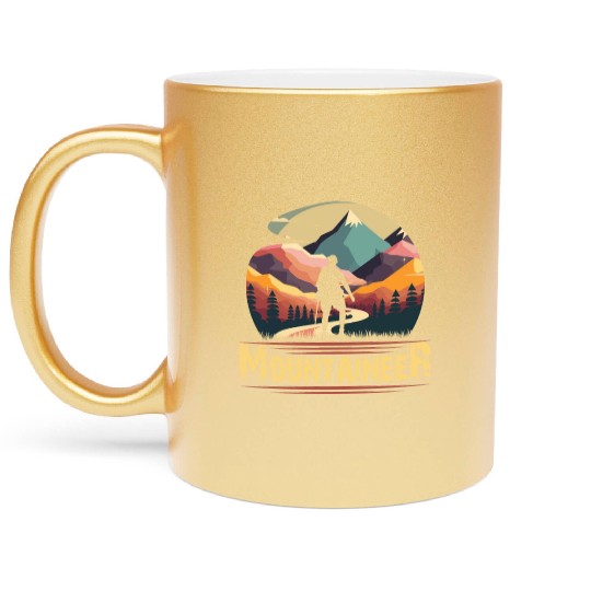 Mountaineer Mountains climbing Hiker Wanderlust Metallic Mugs
