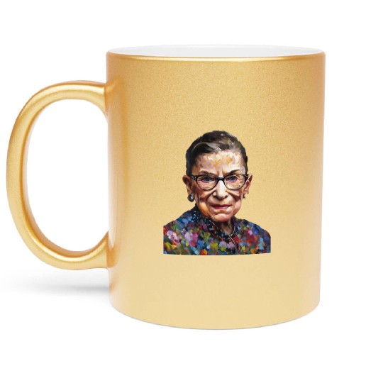 Ruth Bader Ginsburg portrait in a Monet style Metallic Mugs