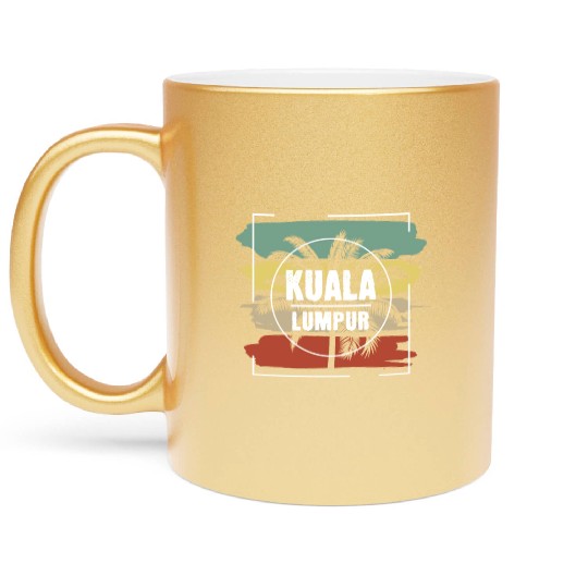 Kaula Lampur Malaysia Artistic Palm Tree Retro Metallic Mugs