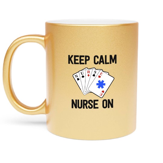 Funny Nurse Life Paramedic Gift Keep Calm Card Metallic Mugs