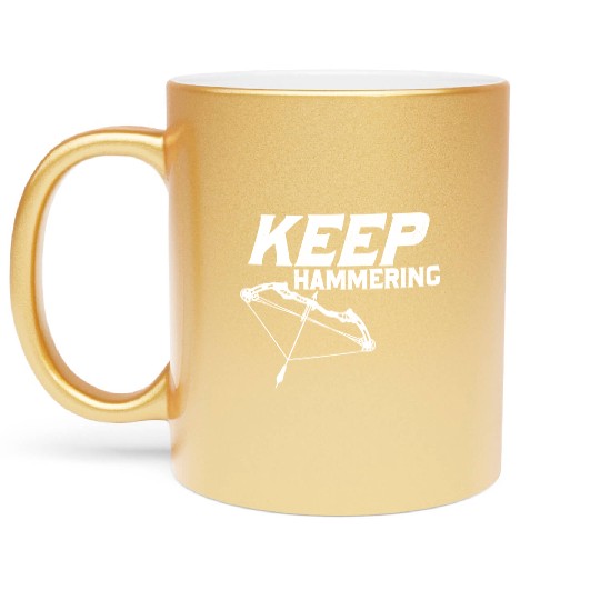 Keep Hammering Archery Target Bow & Arrows Metallic Mugs