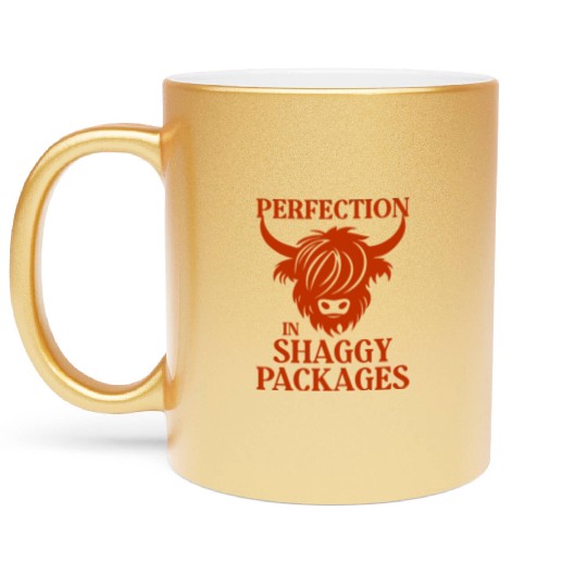 Perfection In Shaggy Packages Highland Cow Metallic Mugs