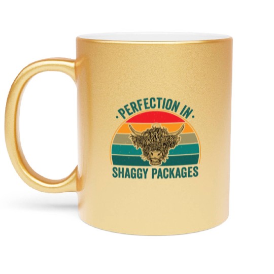 Perfection In Shaggy Packages Highland Cow Metallic Mugs