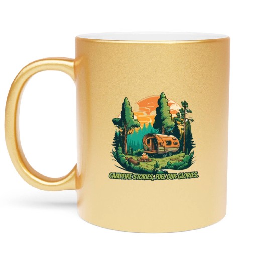 camping saying hiking sayings outdoor nature Metallic Mugs