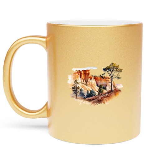 Bryce Canyon Watercolor Wonderland Metallic Mugs