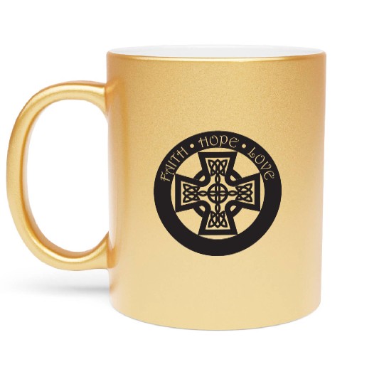 Timeless Celtic Cross With Celtic Knots Faith Metallic Mugs