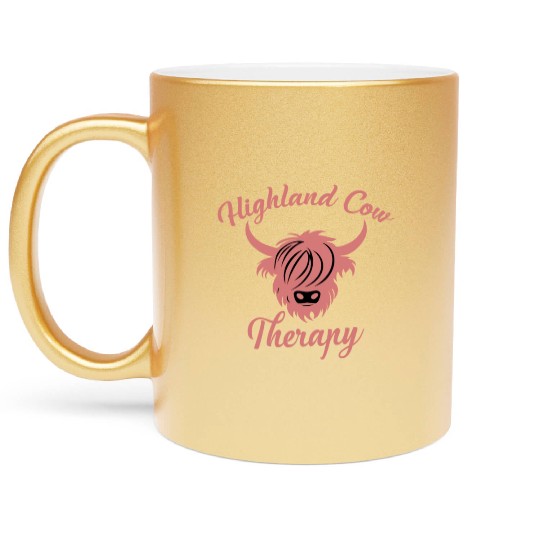 Highland Cow Therapy Metallic Mugs