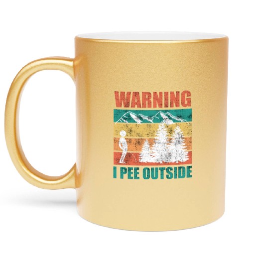 Wanderlust funny I love peeing outside Metallic Mugs